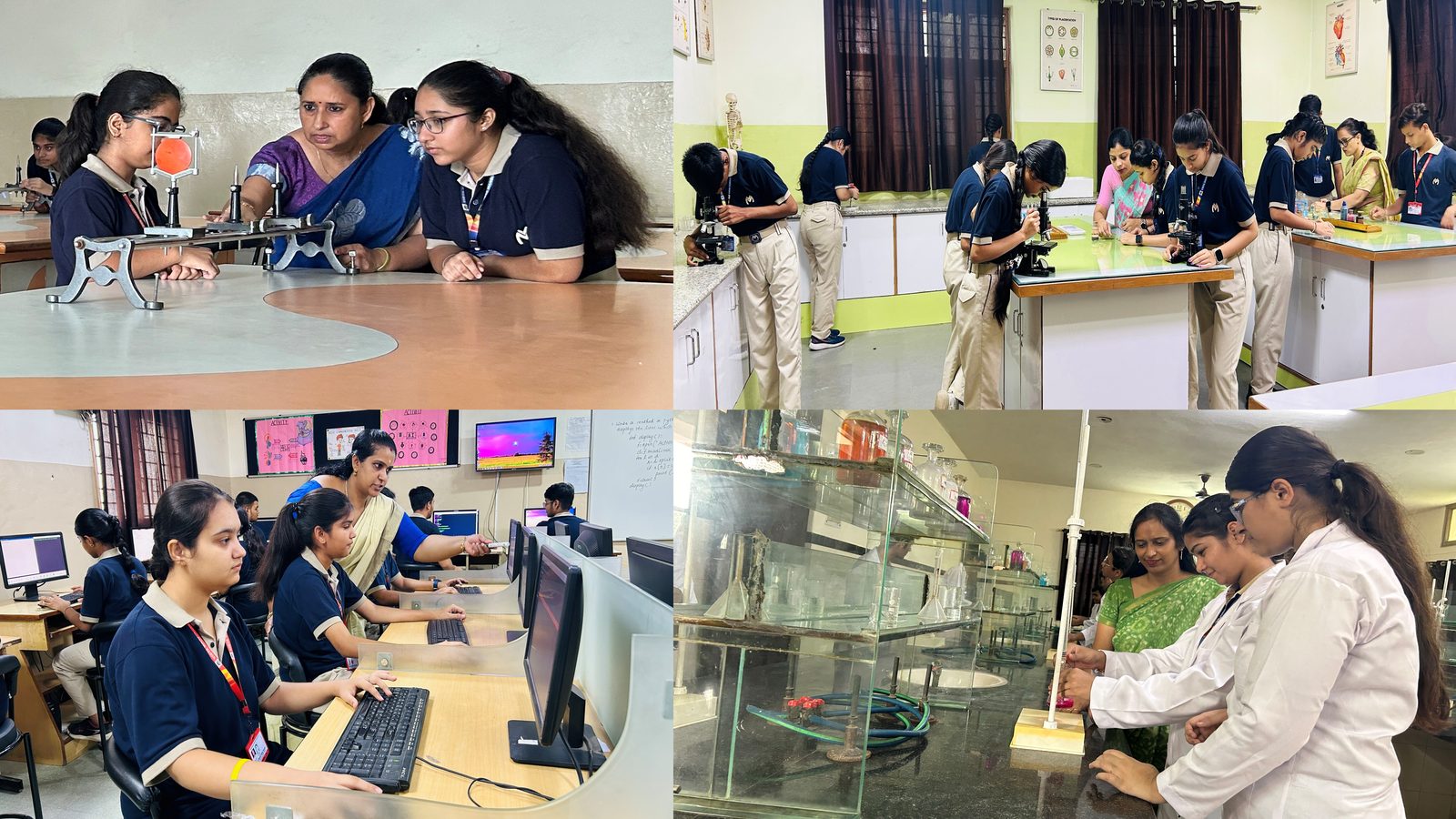 Students working with equipment in a specialised science laboratory at VMPS
